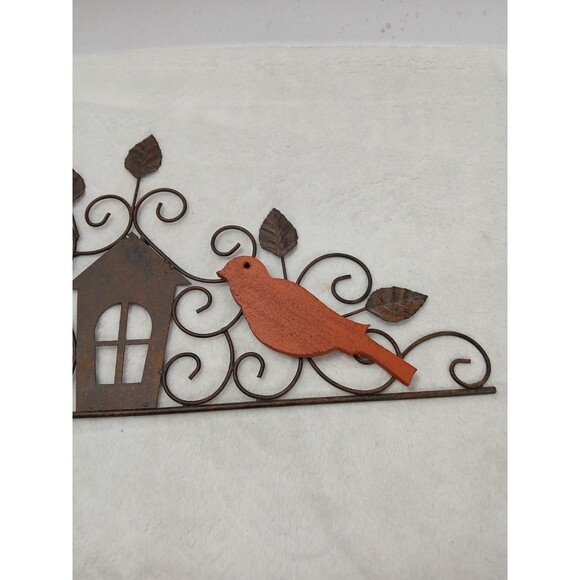 Farmhouse Style Metal Bird & Birdhouse Hanging Wall Art Decor 19" W - Picture 3 of 9